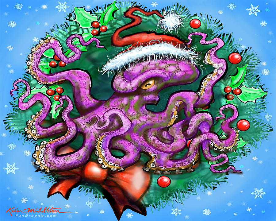 Octo Wreath Digital Art by Kevin Middleton