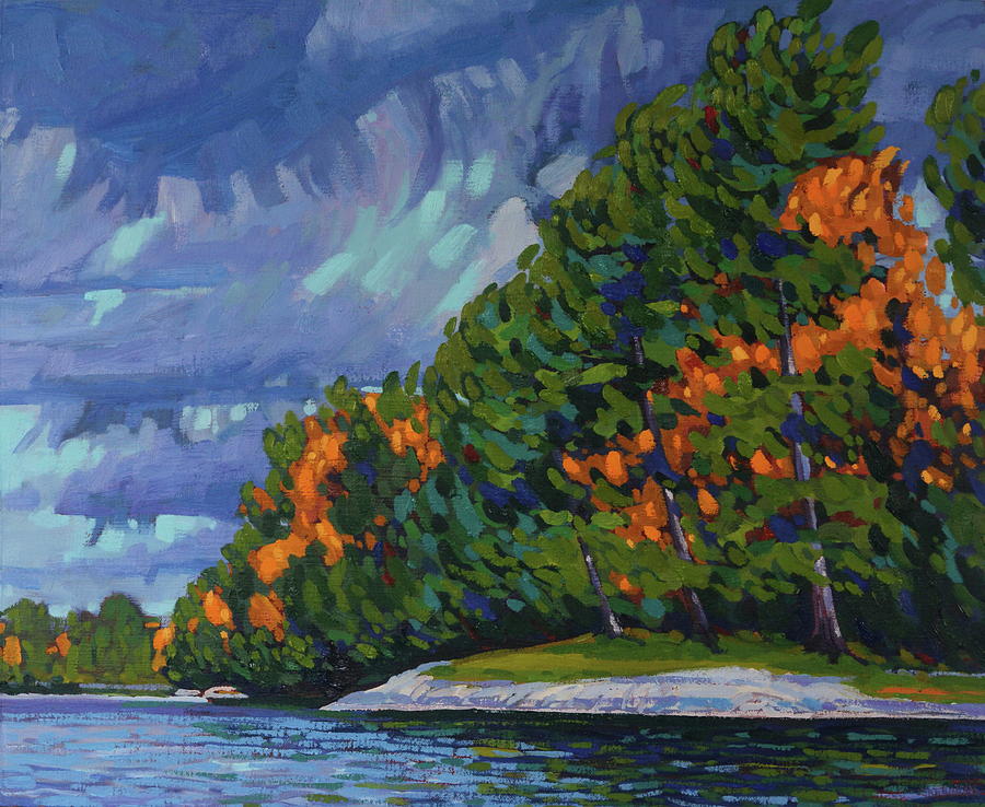 Fall Painting - October Afternoon Paddle Down Long Reach by Phil Chadwick
