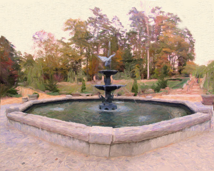 October at the Roney Fountain Digital Art by David Zimmerman