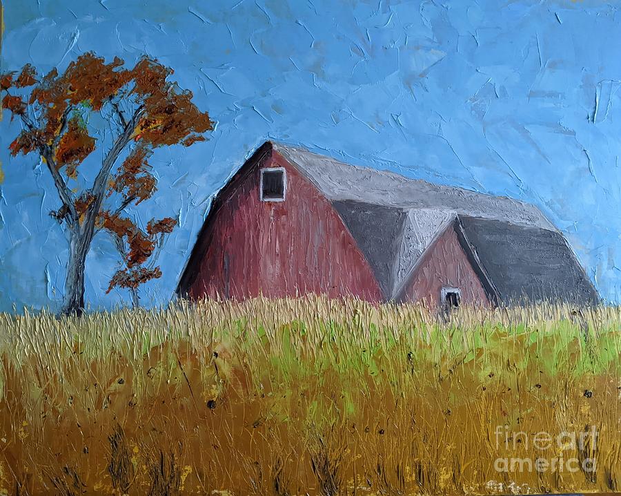 October Barn Painting by Deborah Bergren