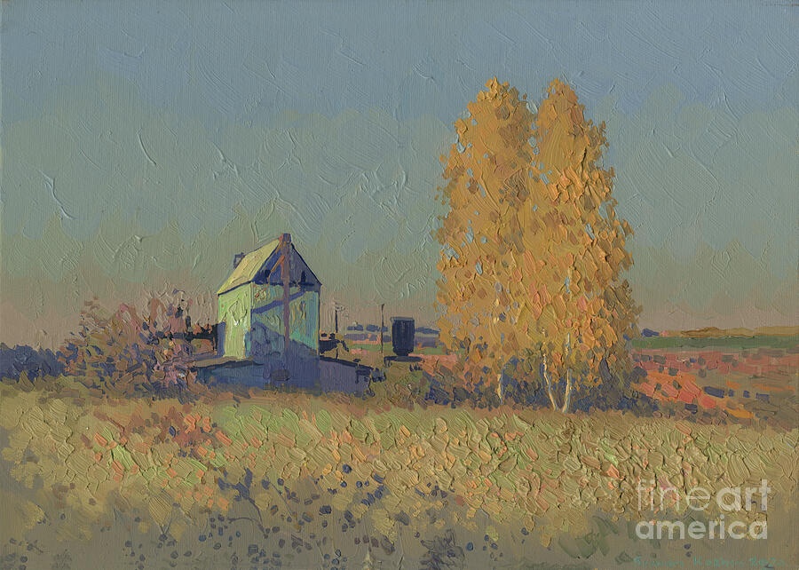October Evening At The Farm Painting
