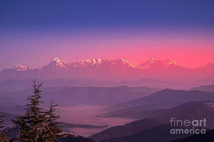 October evening in the Himalayas Digital Art by Pravine Chester