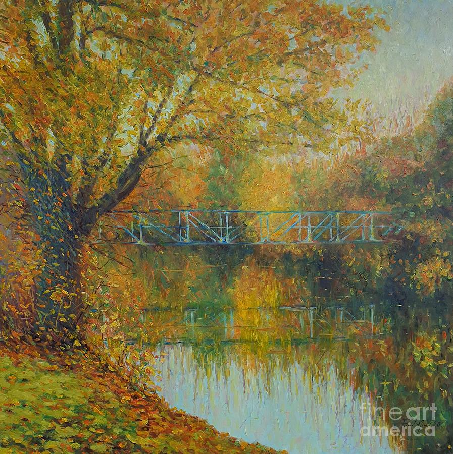 October fall, Hythe canal 2.ythe  Painting by Farid Aouni
