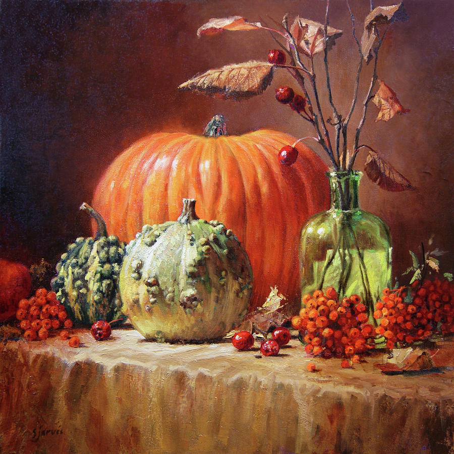 Pumpkin Painting - October Harvest by Susan N Jarvis