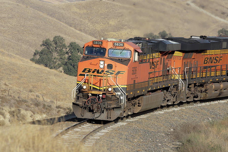 October Pumpkins -- BNSF ES44AC Locomotives in The Tehahapi Mountains, California Photograph by Darin Volpe