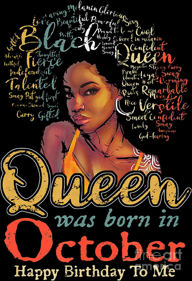 October Queen Png, Afro Queen Png, Melanated Png, Black Girl Birthday ...