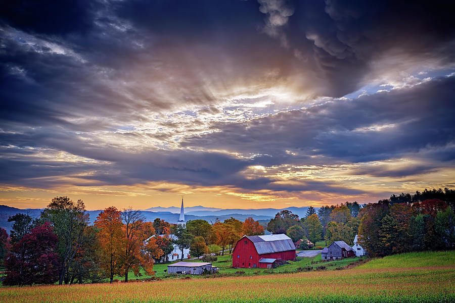 Fall Photograph - October Sky in Peacham, Vermont by Rick Berk