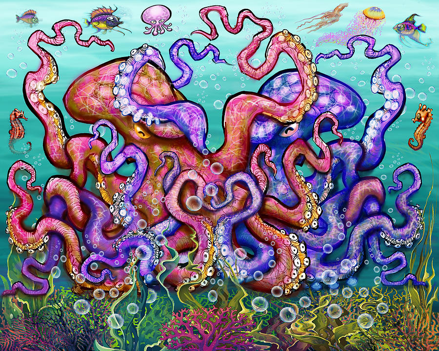 Octopi Digital Art by Kevin Middleton