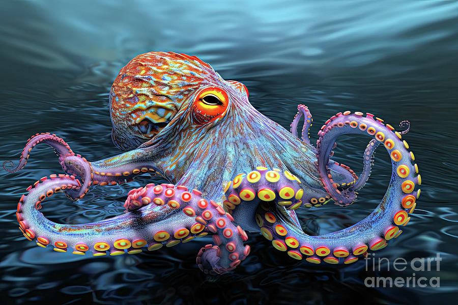 Octopus A Digital Art by Vivian Krug Cotton