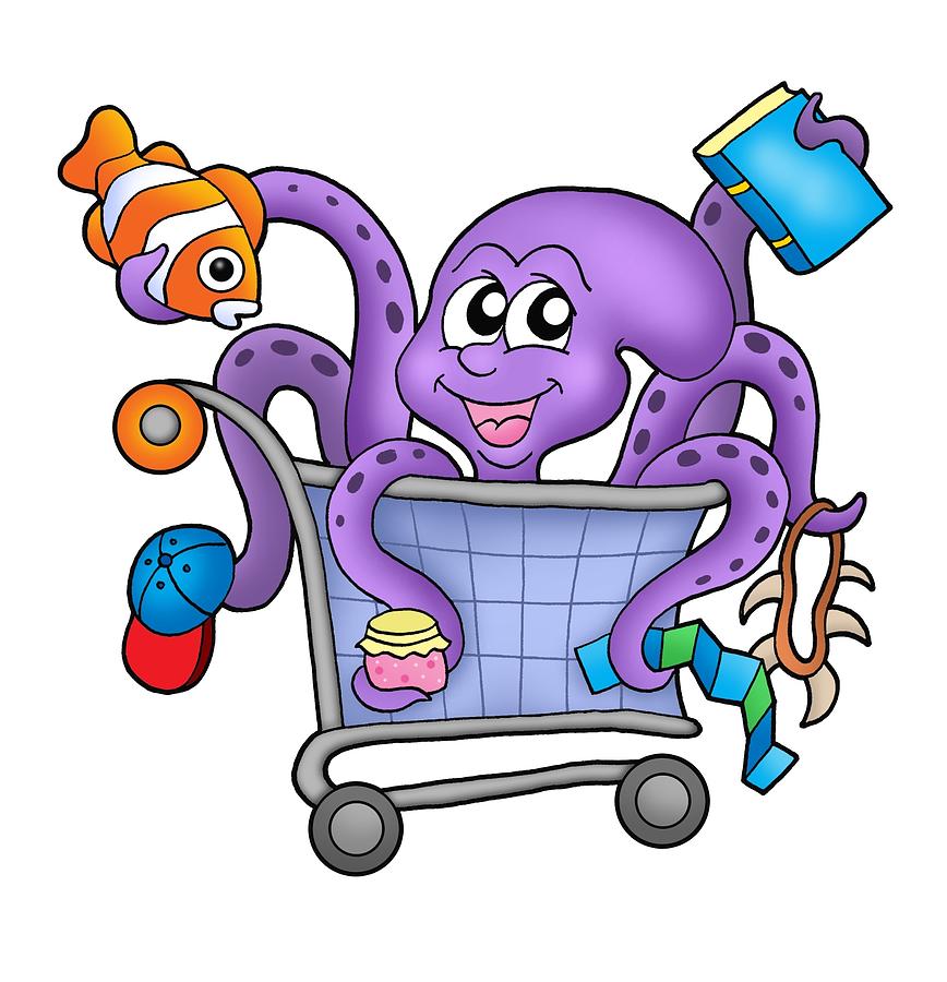 Octopus and shopping cart Photograph by Clairevis