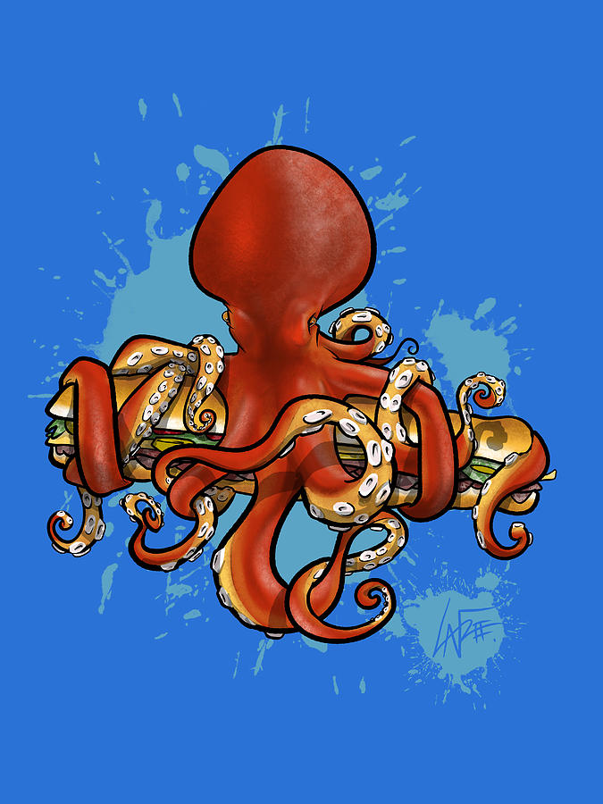 Octopus Attacking A Sub Drawing