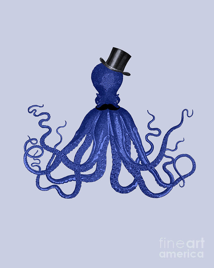 Octopus Digital Art - Octopus Gentleman In Blue by Madame Memento