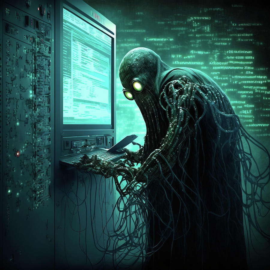 Octopus Hacker writing Code 04 Digital Art by Matthias Hauser