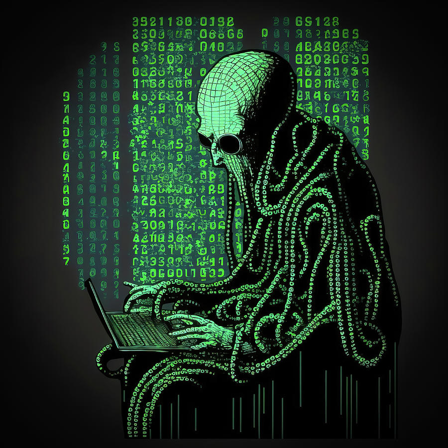 Octopus Hacker writing Code 05 Digital Art by Matthias Hauser