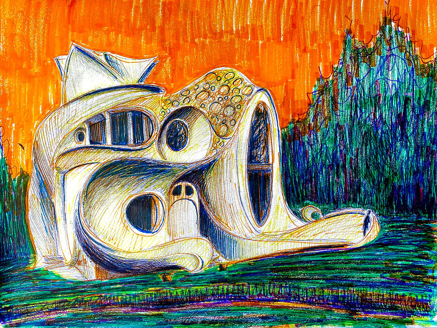 Octopus House  Drawing by David Weinholtz