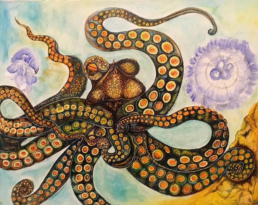 Octopus Mixed Media by Lora Brier - Fine Art America