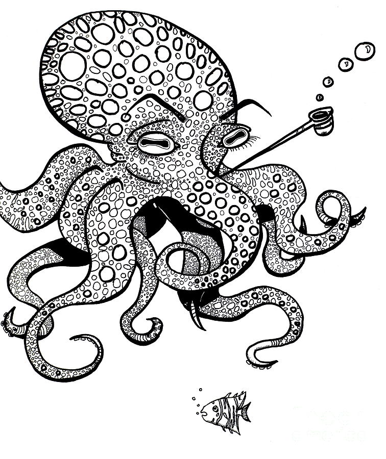 Octopus Sketch Drawing by Mark Blome