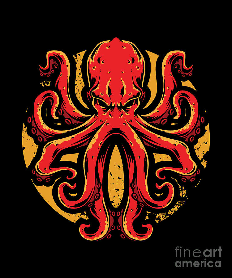 Octopus Sunset Sea Creature Marine Wildlife Gift Kraken Digital Art by ...