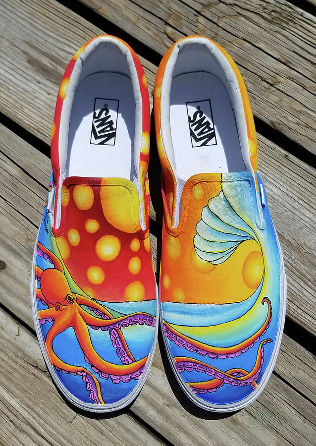 Octopus Wave Shoes Painting by Adam Johnson