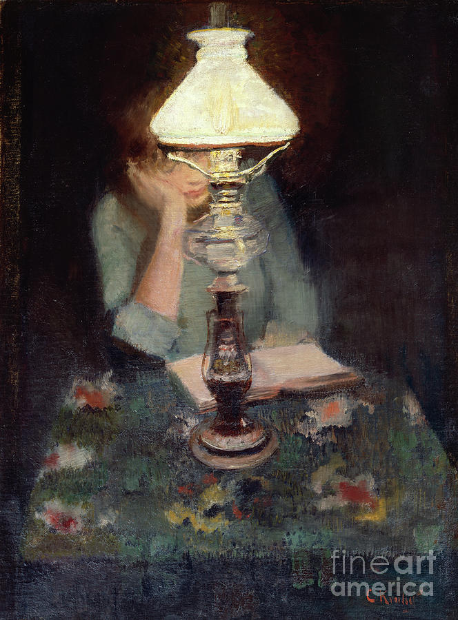Oda with lamp Painting by O Vaering by Christian Krohg