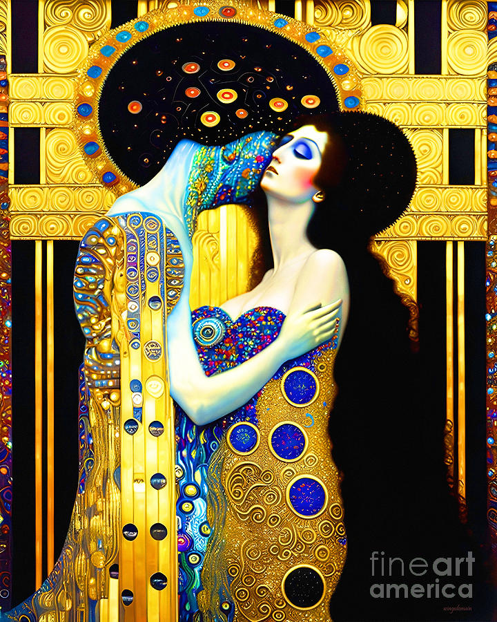 Gustav Klimt Mixed Media - Ode To The Gustav Klimt Kiss 20230318g3 by Wingsdomain Art and Photography