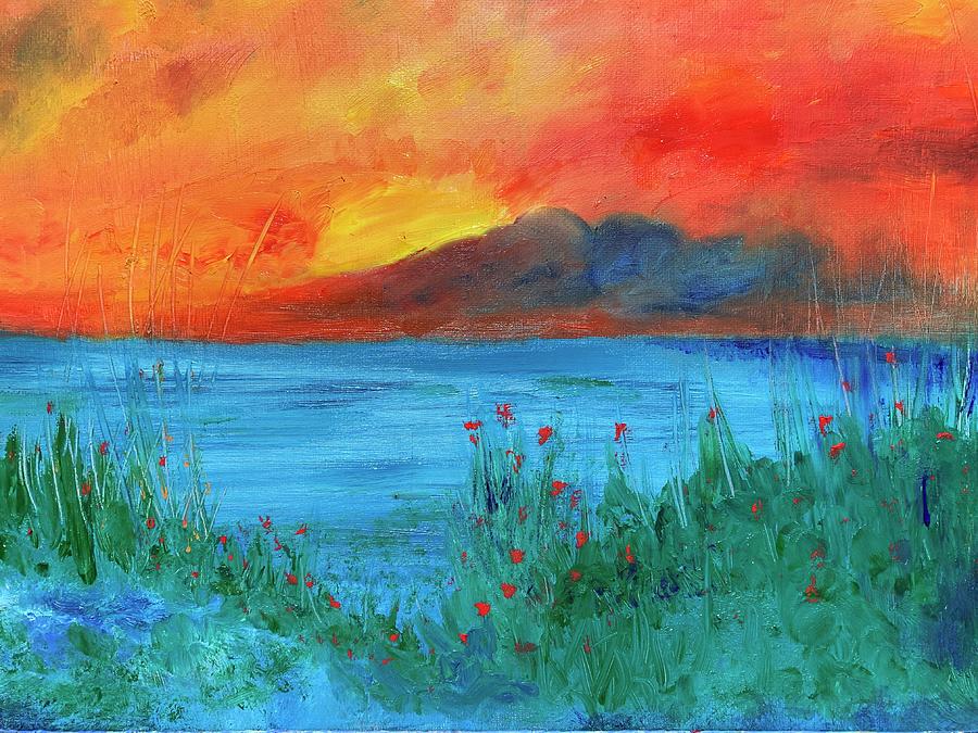 Ode to Wildflowers at Sunset Painting by Susan Grunin