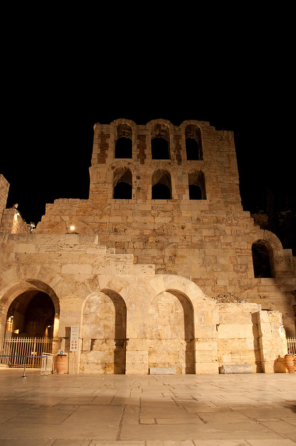 Odeon of Herodes Atticus at night. Greece, Athens. Photograph by Entrechat