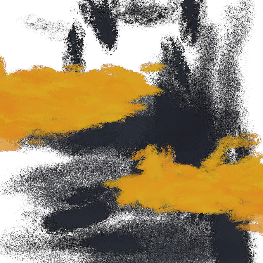 Abstract Digital Art - Odessa 2 - Minimal Abstract Painting in Yellow, Black and White by Studio Grafiikka