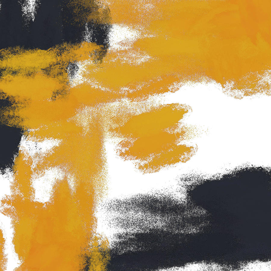 Odessa 4 - Minimal Abstract Painting In Yellow, Black And White Digital Art