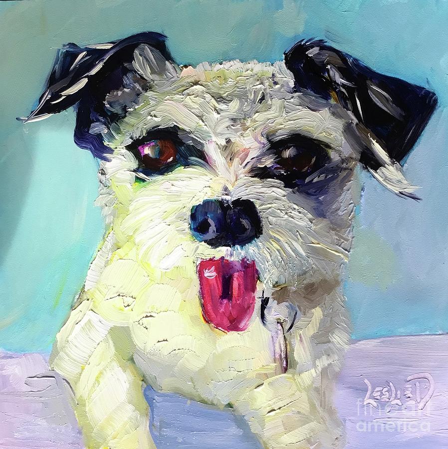 Cute Dog Painting - Odie Is Very Convincing by Leslie Dobbins