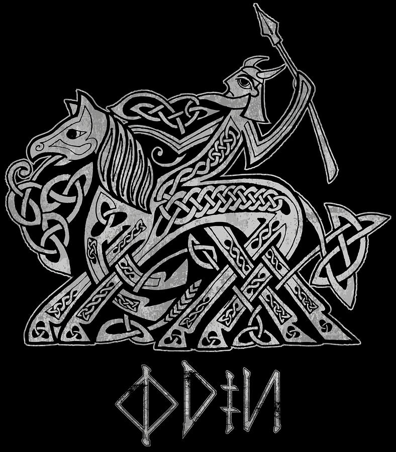 Odin Entering Valhalla on Sleipnir Gray stars Painting by Walker Cook ...