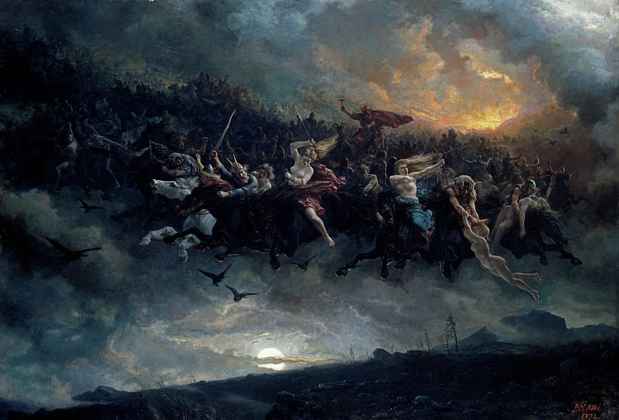 Valkyrie Painting - Odins Wild Hunt, 1872 by Peter Nicolai Arbo