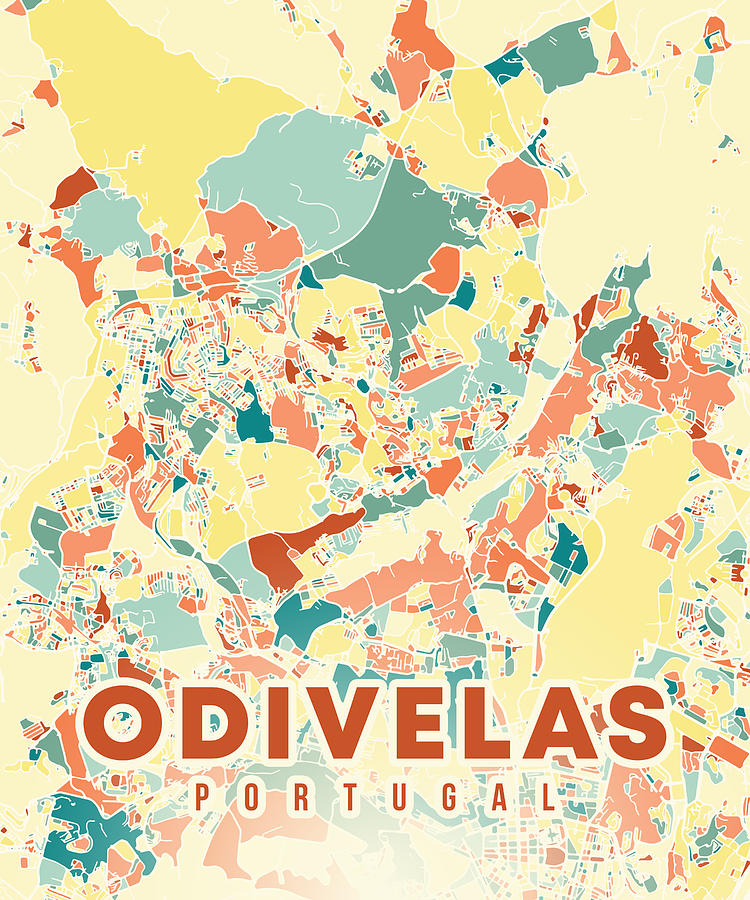 Odivelas Portugal Map Digital Art by Alexandru Chirila | Pixels