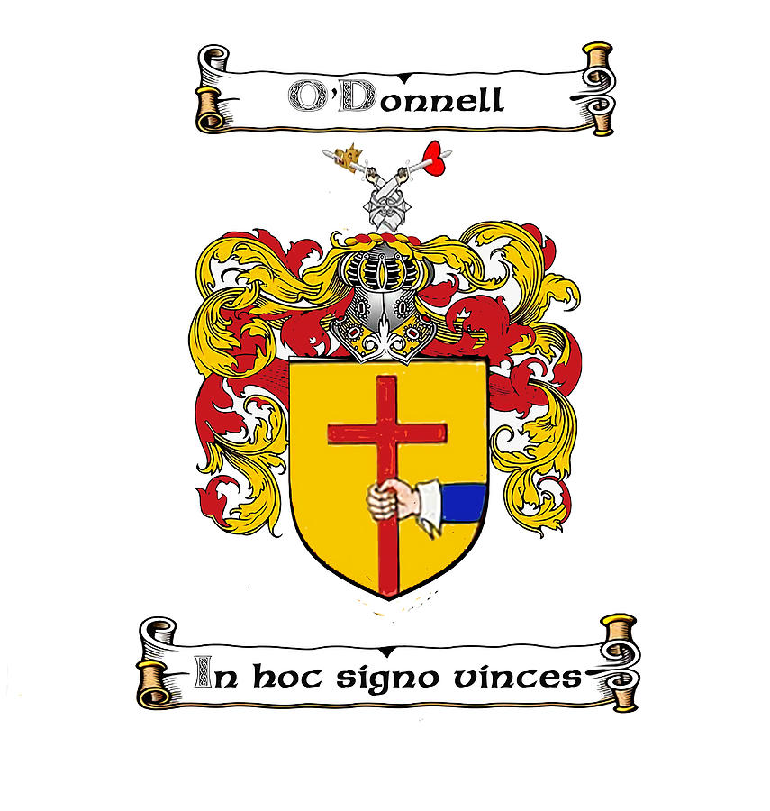 odonnell-family-crest-and-motto-red-painting-by-saunders-mason-pixels