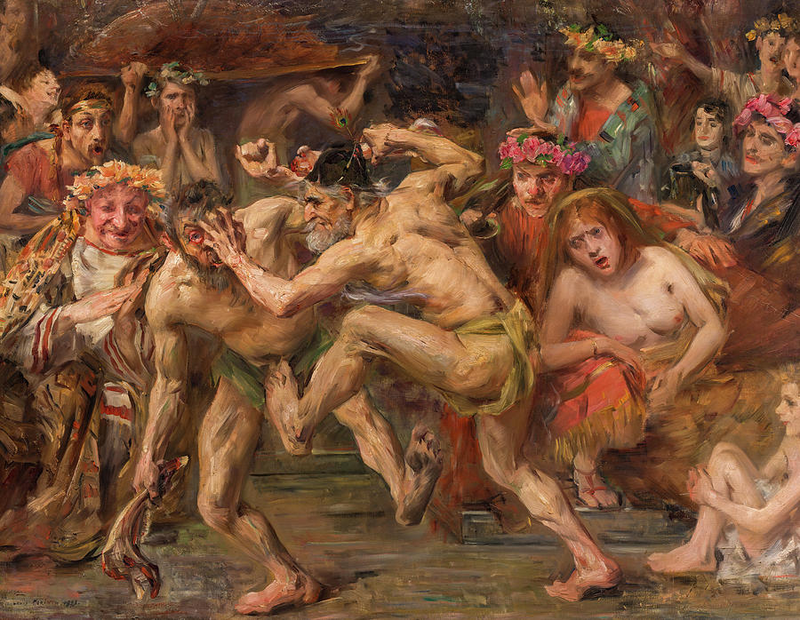 Lovis Corinth Painting - Odysseus Fighting with the Beggar by Lovis Corinth