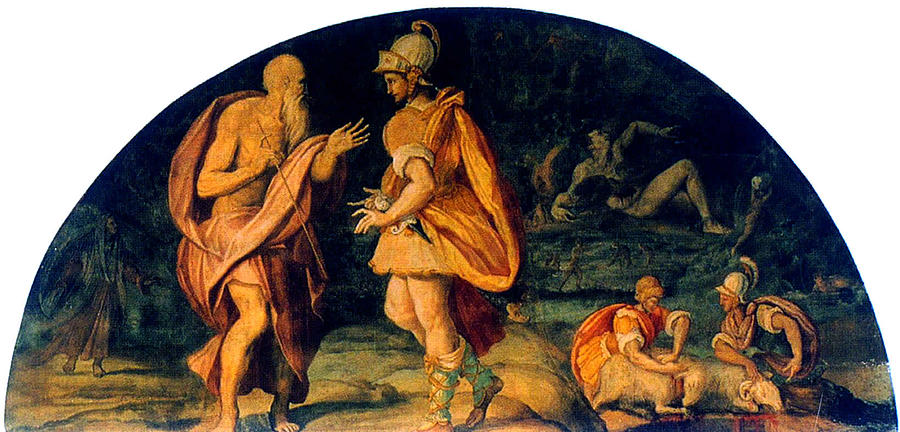 Odysseus questions the seer Tiresias Painting by Alessandro Allori ...