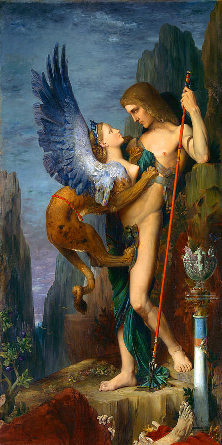 Gustave Moreau Painting - Oedipus and the Sphinx by Long Shot