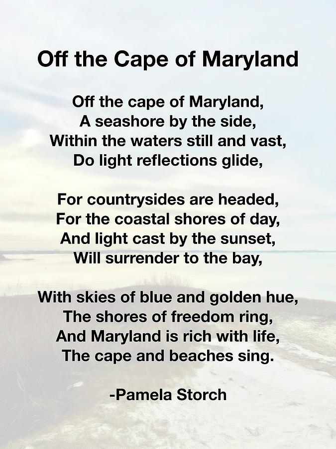 Beach Digital Art - Off the Cape of Maryland Poem by Pamela Storch