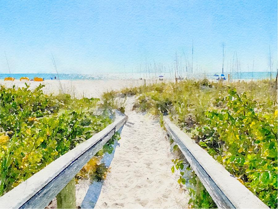 Off To The Beach I Go - Watercolor Mixed Media by Susan Rydberg