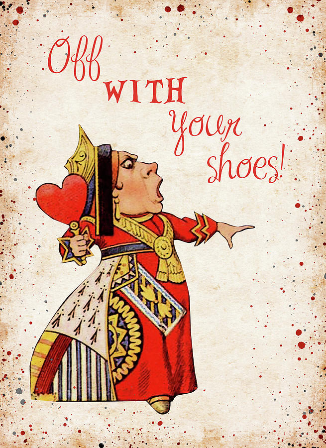 Alice in Wonderland Decor Off With Your Shoes Alice Queen of Hearts - Alice  in Wonderland Metal Sign - Unique Wall Art for Home, Nursery Decor, Kids