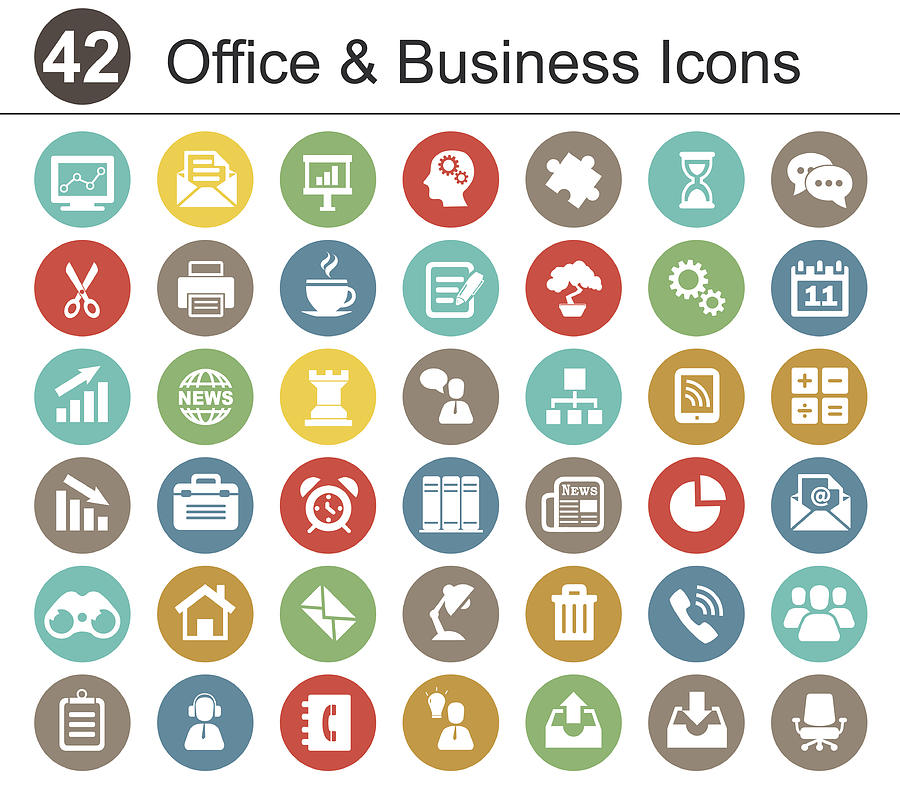 Office and Bisiness Icon Set Drawing by Irena Tsoneva