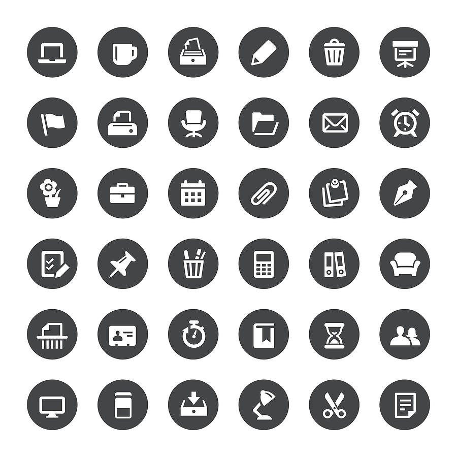 Office and Paperwork Vector Icons Drawing by -victor-
