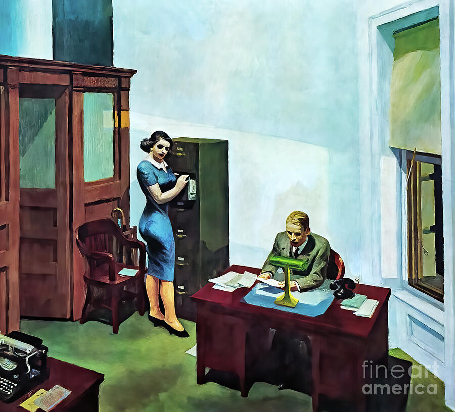Office at Night 1940 Painting by Edward Hopper