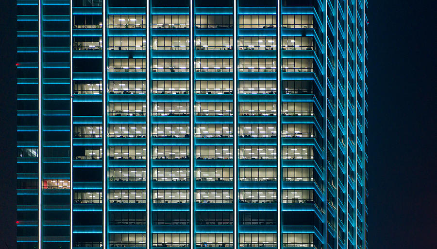 Office building at night Photograph by Liyao Xie