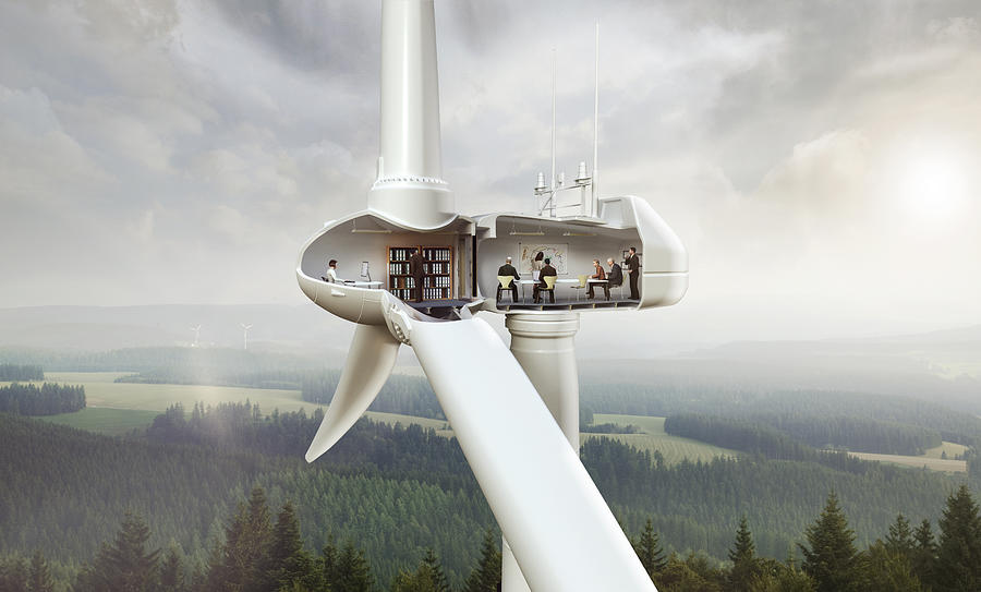 Office inside wind turbine Photograph by Miguel Navarro