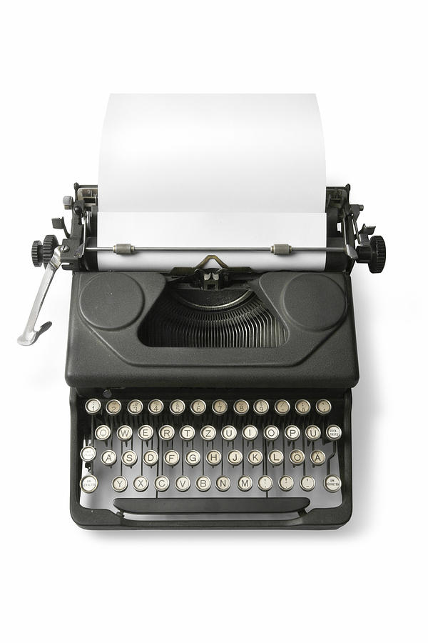 Office: Typewriter Isolated on White Background Photograph by Floortje
