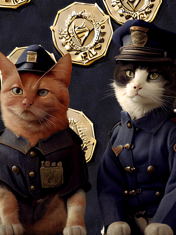 Officers Meow Digital Art by Whitney Ervin - Fine Art America