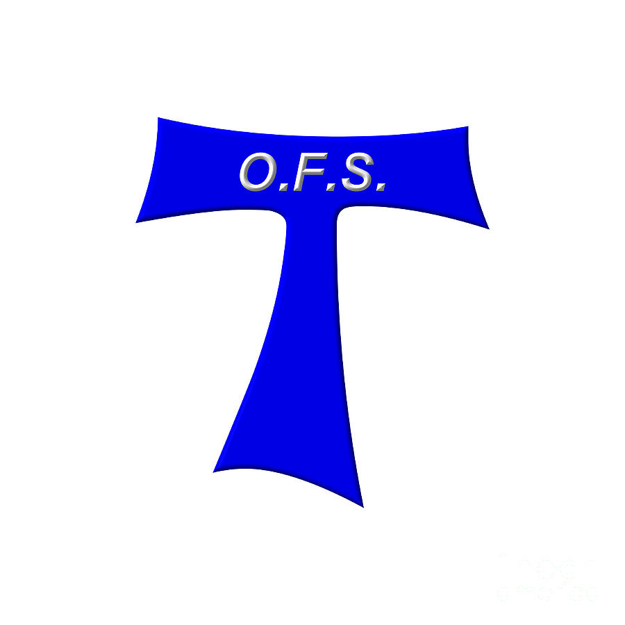 OFS Royal Blue Secular Franciscan Order Tau Cross Digital Art by Rose Santuci-Sofranko