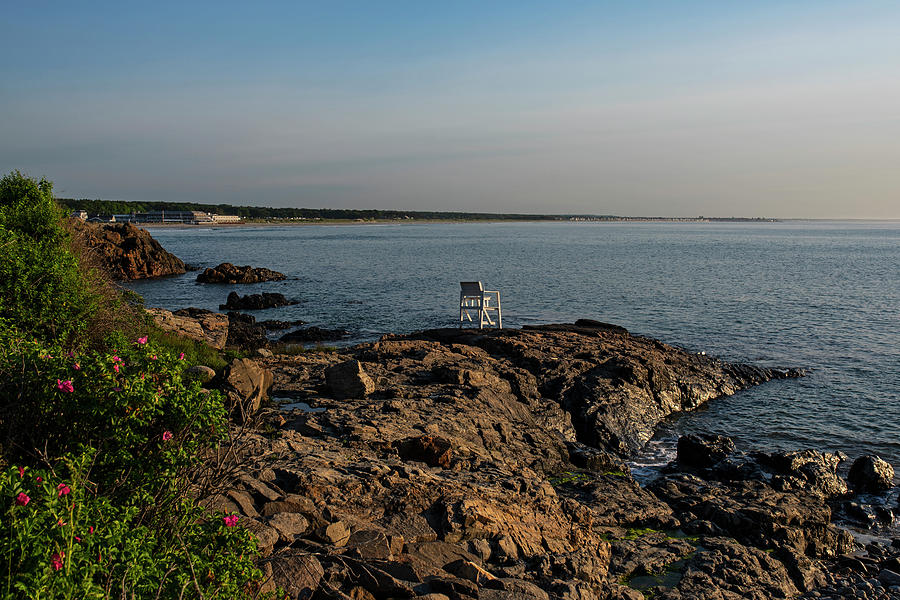 Ogunquit Maine Marginal Way Lifeguard Chair at Sunrise Photograph by Toby McGuire