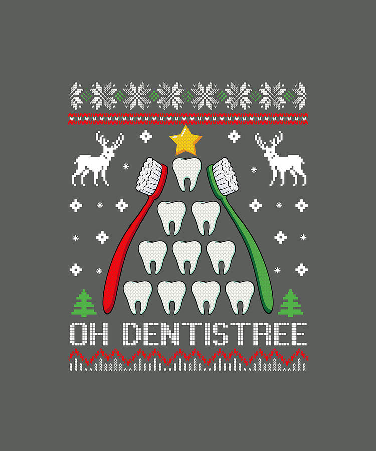 Oh Dentistree Funny Christmas Tree Dental Hygiene Xmas Digital Art by